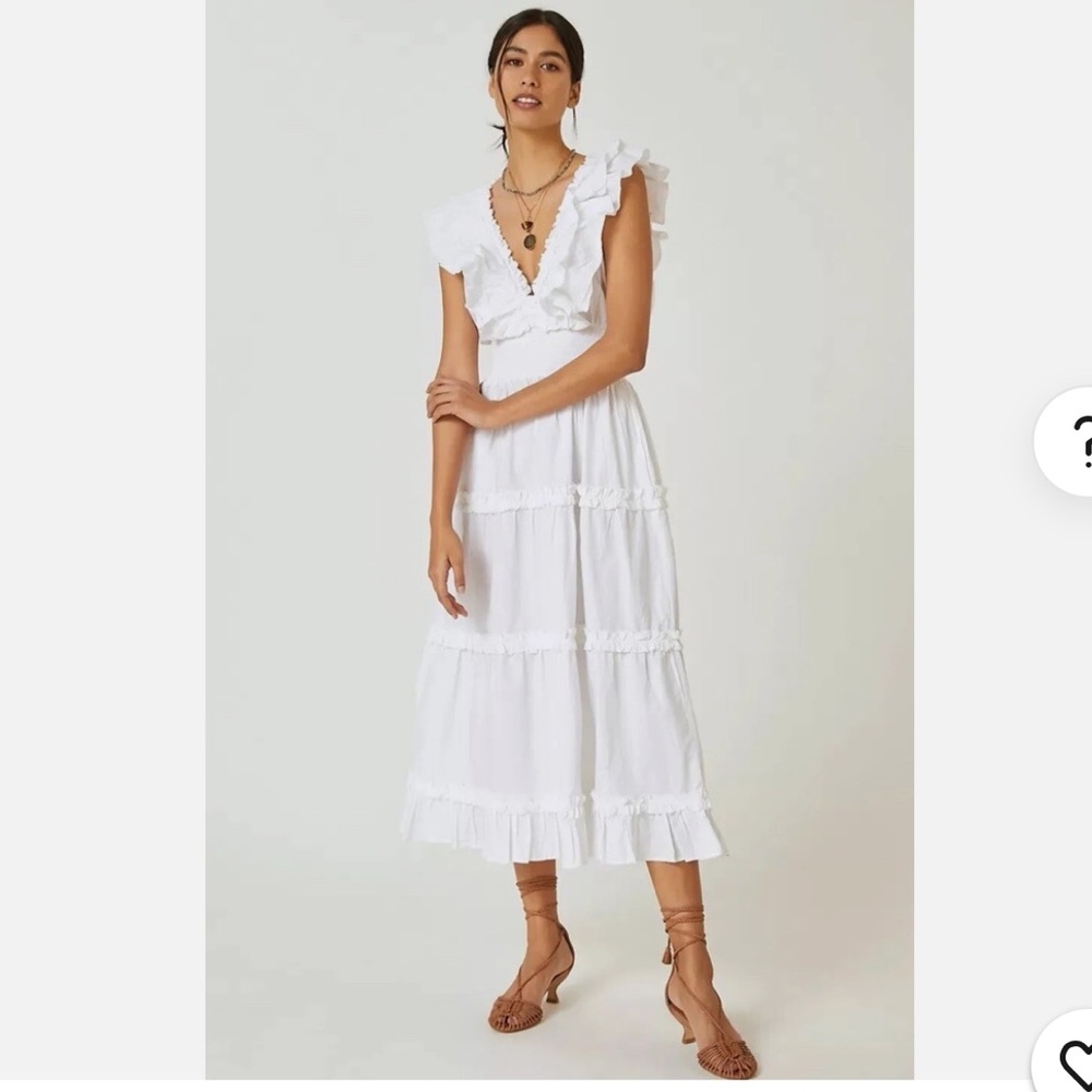 Caroline Constas ☀️🔥White Ruffled Maxi Dress